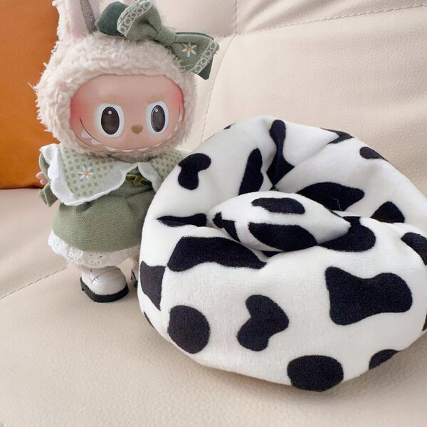 Miniatura divano con cuscino per casa delle bambole 17 cm bianco e nero