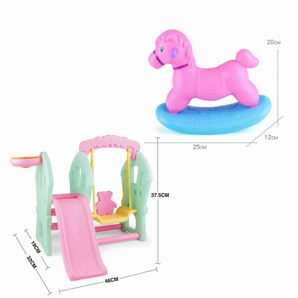 Set gioco con altalena e scivolo per casa delle bambole in materiale PP
