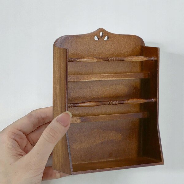 Maison de poupée en bois miniature 1:6 - Petite étagère marron vintage