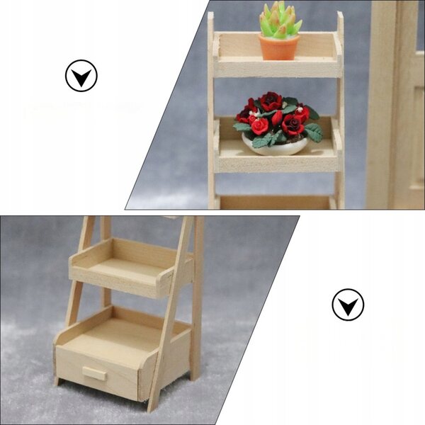 Dekorativer Mini-Pflanzenständer aus Holz für Zuhause und Kinder, Beige, 5 x 11 cm