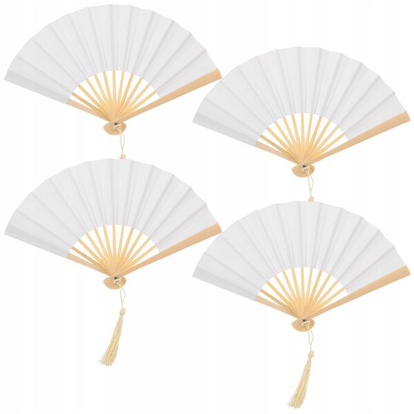 Lot de 4 mini éventails pliants en papier et bois pour enfants et décorations