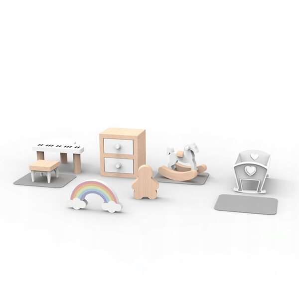 Holzmöbel-Set für Puppenhaus – Kinderzimmer