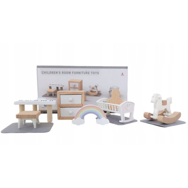 Holzmöbel-Set für Puppenhaus – Kinderzimmer