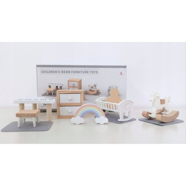 Holzmöbel-Set für Puppenhaus – Kinderzimmer