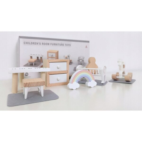 Holzmöbel-Set für Puppenhaus – Kinderzimmer