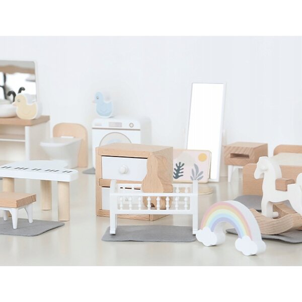 Holzmöbel-Set für Puppenhaus – Kinderzimmer