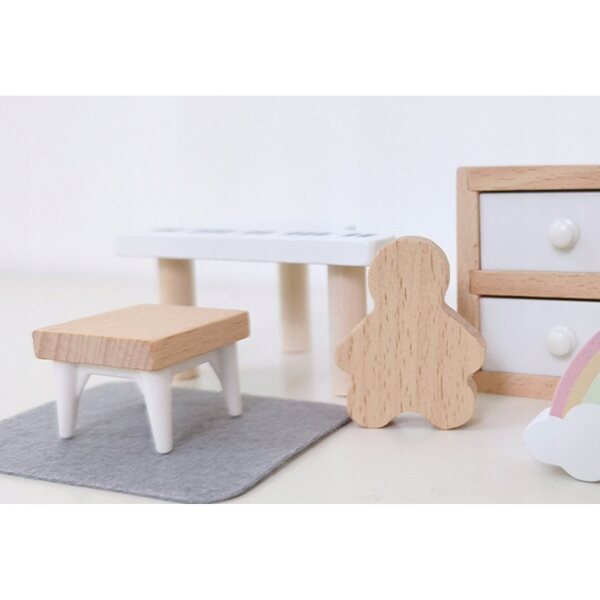 Holzmöbel-Set für Puppenhaus – Kinderzimmer