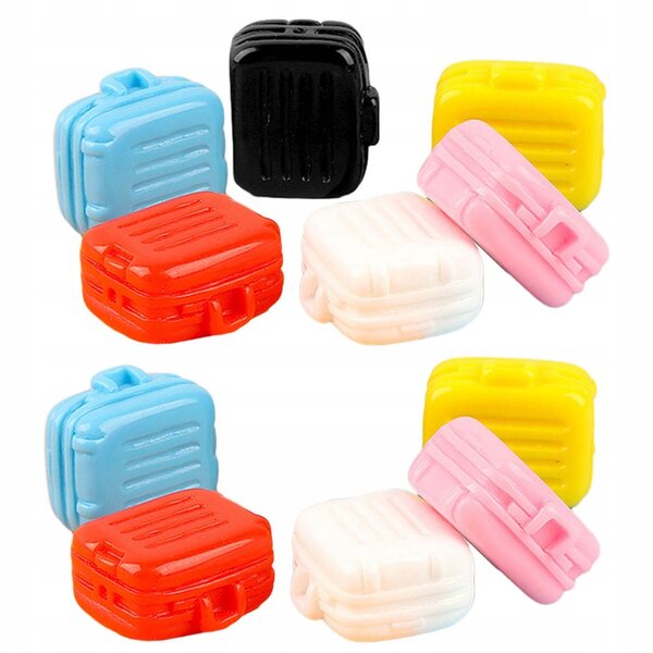 Set 10 Mini Valigette Vintage in Plastica per Casa delle Bambole Decorazione