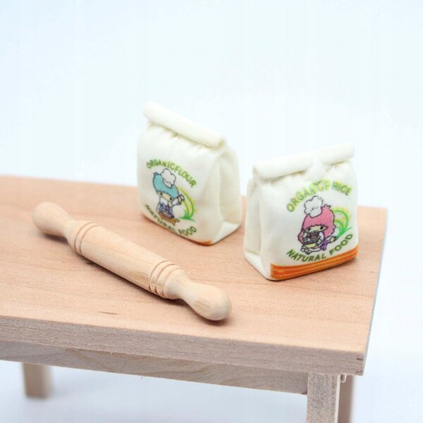 Set Miniature per Cucina Giocattolo con Mattarello e Sacchetto di Farina 1:12