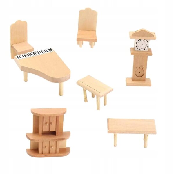 Holzmöbel-Set für Puppenhaus-Wohnzimmermöbel im Maßstab 1:12