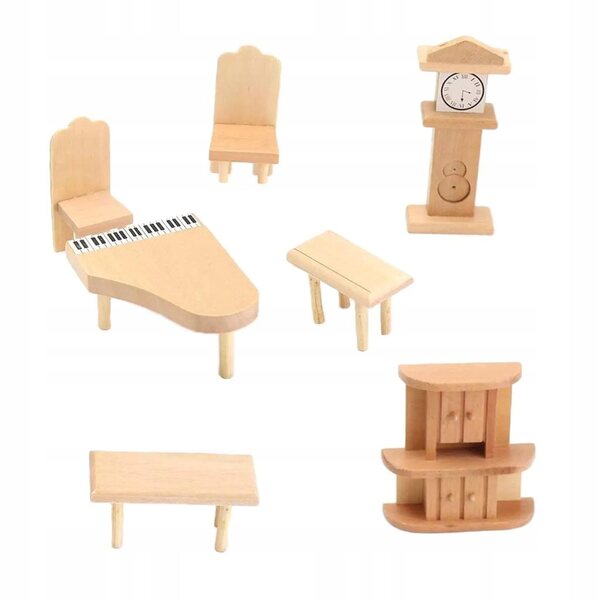 Holzmöbel-Set für Puppenhaus-Wohnzimmermöbel im Maßstab 1:12