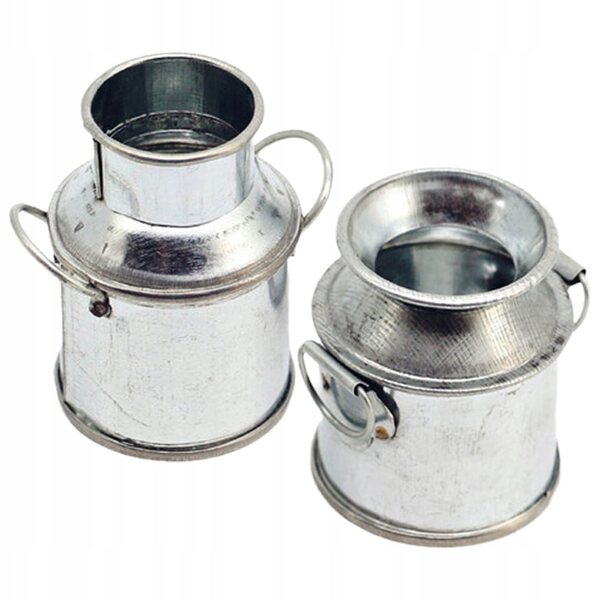 Mini secchi decorativi in metallo argento per case delle bambole 2 pezzi