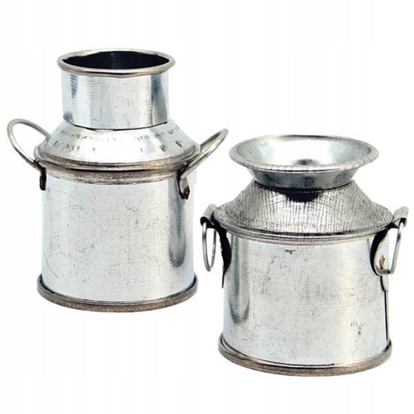 Mini secchi decorativi in metallo argento per case delle bambole 2 pezzi