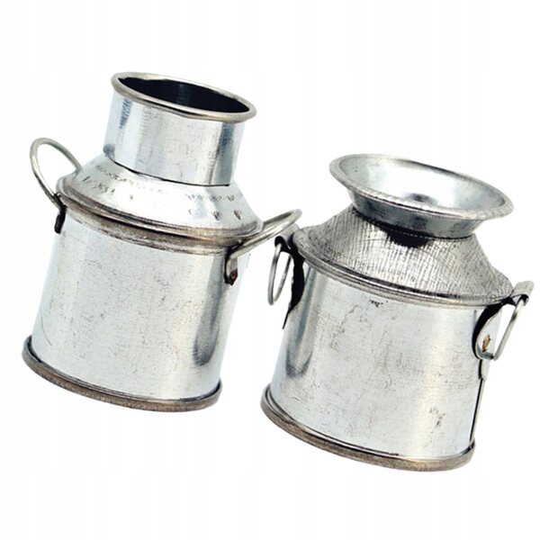 Mini secchi decorativi in metallo argento per case delle bambole 2 pezzi