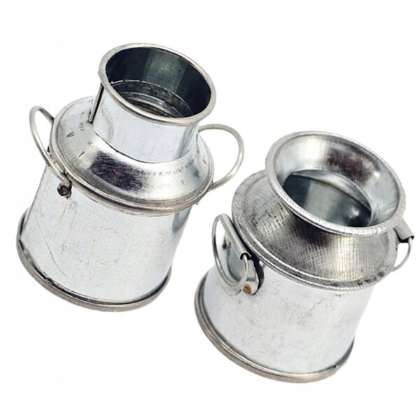 Mini secchi decorativi in metallo argento per case delle bambole 2 pezzi