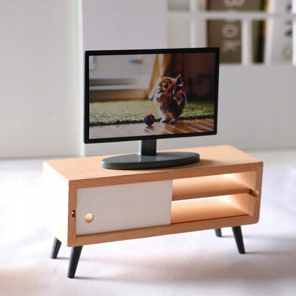 Miniatura TV e Mobile per Casa delle Bambole in Scala 1:12 - Design Moderno