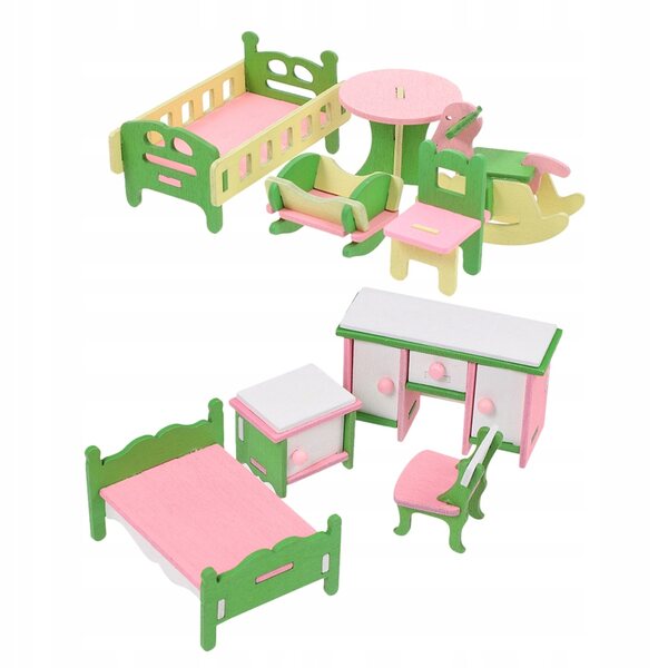 Mini-Holzmöbel-Set für Puppenhaus – Lern- und Dekorationsspiel