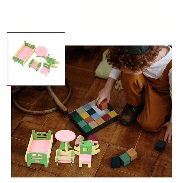 Mini-Holzmöbel-Set für Puppenhaus – Lern- und Dekorationsspiel