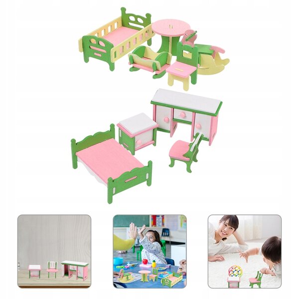 Mini-Holzmöbel-Set für Puppenhaus – Lern- und Dekorationsspiel