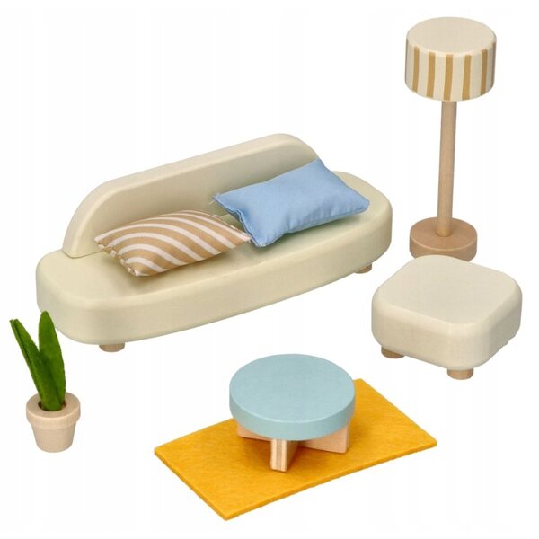 Holzmöbel-Set für das Lelin-Puppenhaus-Wohnzimmer – Kreativspiel 3+