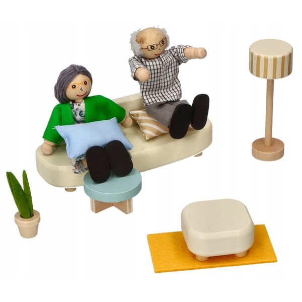 Holzmöbel-Set für das Lelin-Puppenhaus-Wohnzimmer – Kreativspiel 3+