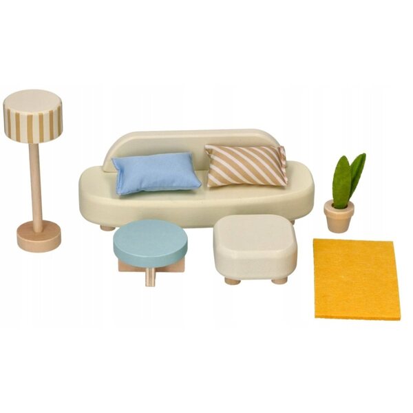 Holzmöbel-Set für das Lelin-Puppenhaus-Wohnzimmer – Kreativspiel 3+