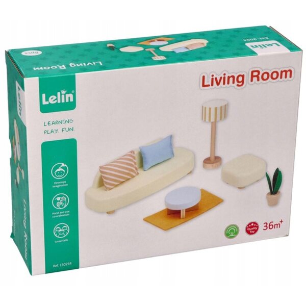 Holzmöbel-Set für das Lelin-Puppenhaus-Wohnzimmer – Kreativspiel 3+