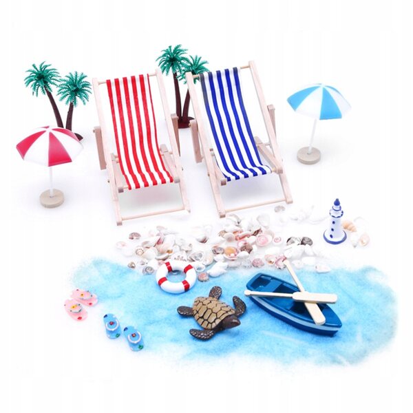 Mini-Dekorationsset mit Strandmotiv für Puppenhaus, 11 x 5 x 3,5 cm