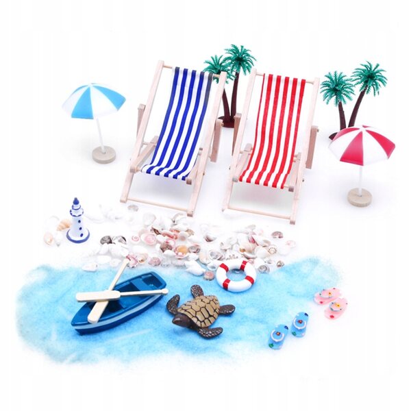 Mini-Dekorationsset mit Strandmotiv für Puppenhaus, 11 x 5 x 3,5 cm