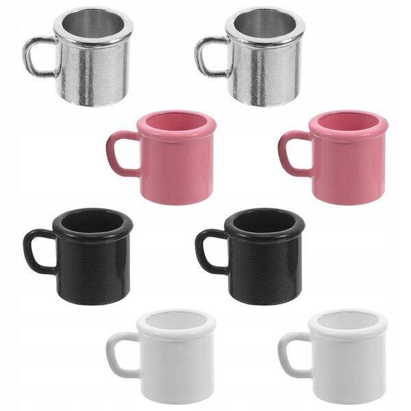 Set 8 Mini Tazzine in Metallo per Casa delle Bambole - Accessori Realistici
