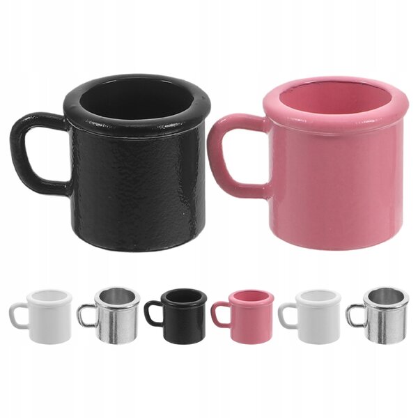 Set 8 Mini Tazzine in Metallo per Casa delle Bambole - Accessori Realistici