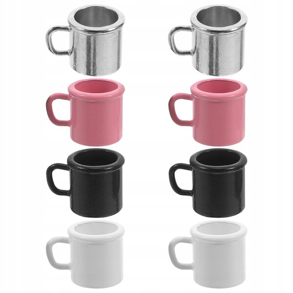 Set 8 Mini Tazzine in Metallo per Casa delle Bambole - Accessori Realistici