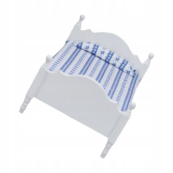 Mini letto elegante bianco in legno per casa delle bambole, realistico e resistente