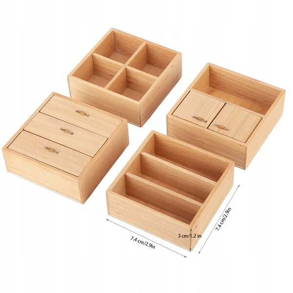 1:12 Mini-Kleiderschrank aus beigem Holz für Puppenhaus mit Kleiderbügel