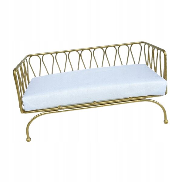 1/12 Metall Gold Dekoration Puppenhaus Miniatur Sofa mit Kissen