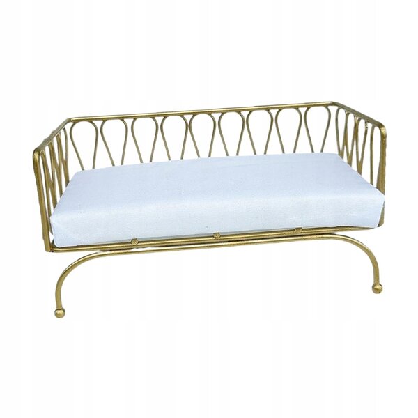 1/12 Metall Gold Dekoration Puppenhaus Miniatur Sofa mit Kissen