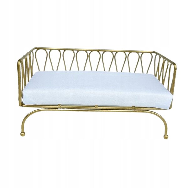 1/12 Metall Gold Dekoration Puppenhaus Miniatur Sofa mit Kissen