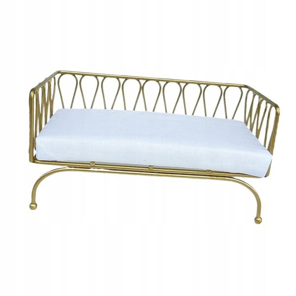1/12 Metall Gold Dekoration Puppenhaus Miniatur Sofa mit Kissen
