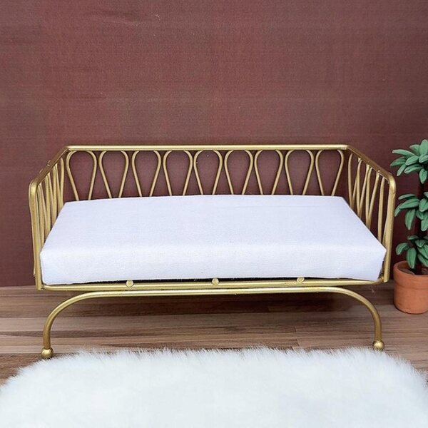 1/12 Metall Gold Dekoration Puppenhaus Miniatur Sofa mit Kissen