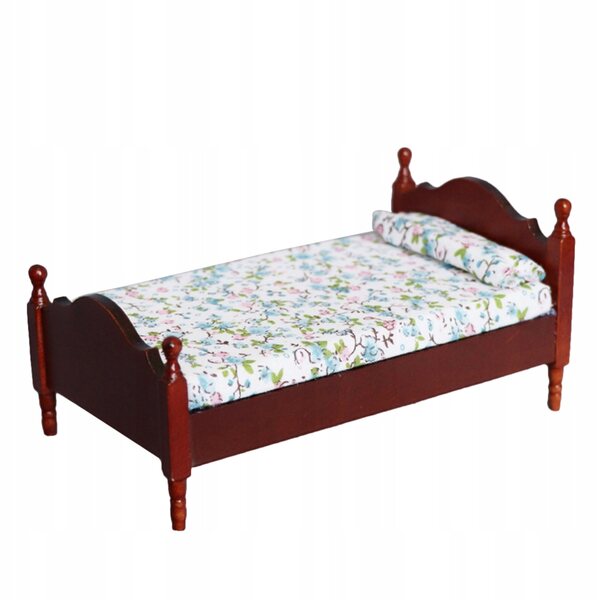 Letto in Legno Miniatura Colore Marrone Chiaro per Casa delle Bambole