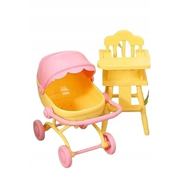 Miniatura passeggino giocattolo con seggiolino da pappa per bambole in plastica