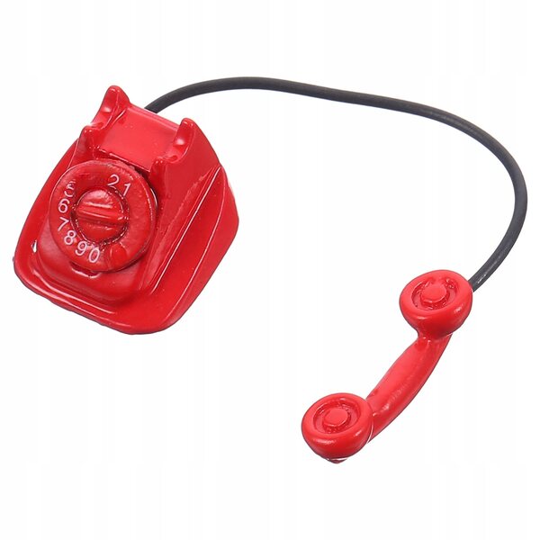 Mini telefono rosso vintage in metallo per decorazione casa bambole