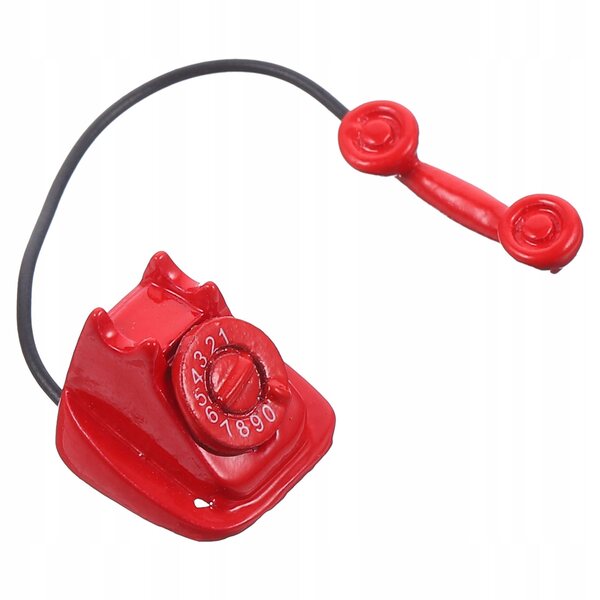 Mini telefono rosso vintage in metallo per decorazione casa bambole