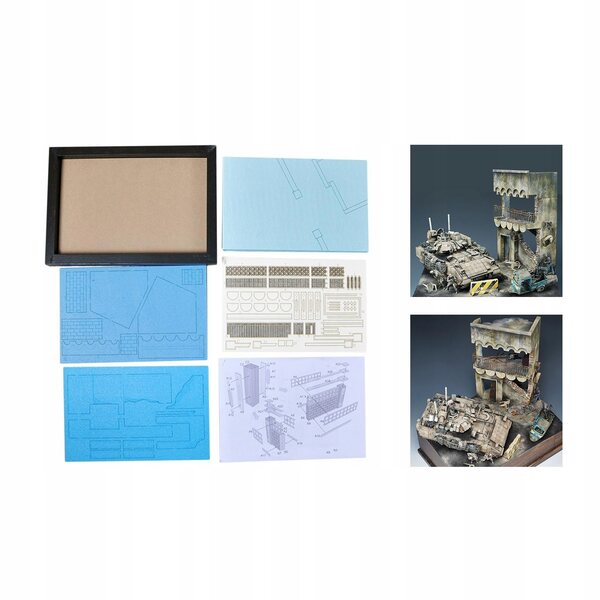Holzmodell 1:35 Ruiniertes modernes Haus für Diorama und Sandtisch