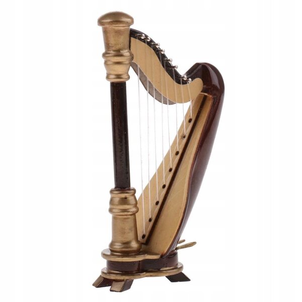 Harfa in legno miniatura 1:12 strumento musicale vintage per casa delle bambole