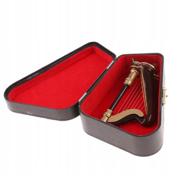 Harfa in legno miniatura 1:12 strumento musicale vintage per casa delle bambole