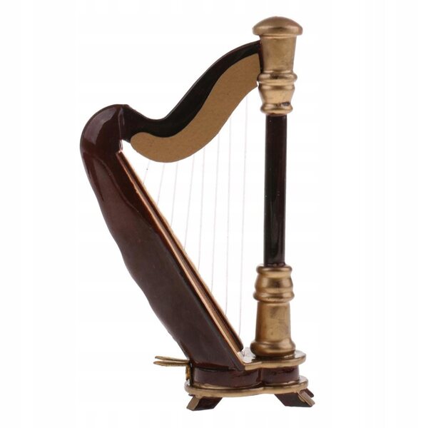 Harfa in legno miniatura 1:12 strumento musicale vintage per casa delle bambole