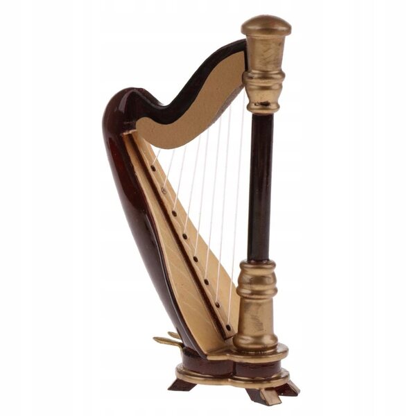 Harfa in legno miniatura 1:12 strumento musicale vintage per casa delle bambole