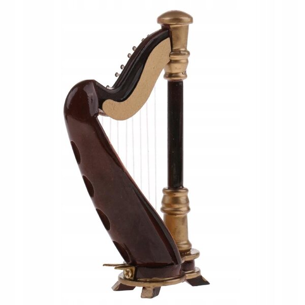Harfa in legno miniatura 1:12 strumento musicale vintage per casa delle bambole