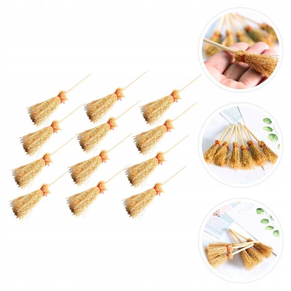 Set 12 Mini Scope in Legno Giallo per Casa delle Bambole e Decorazioni Miniatura